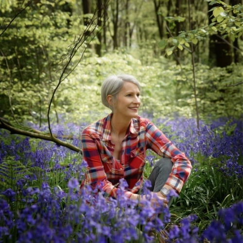 Natalie sat in woods